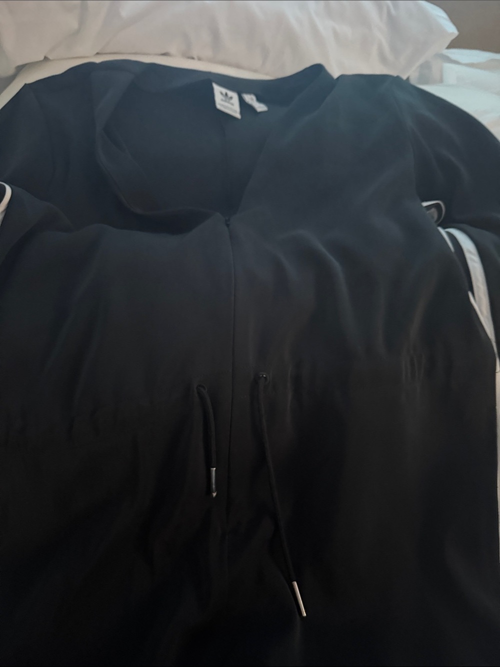 adidas Black Jacket with White Side Stripes - Picture 2 of 4